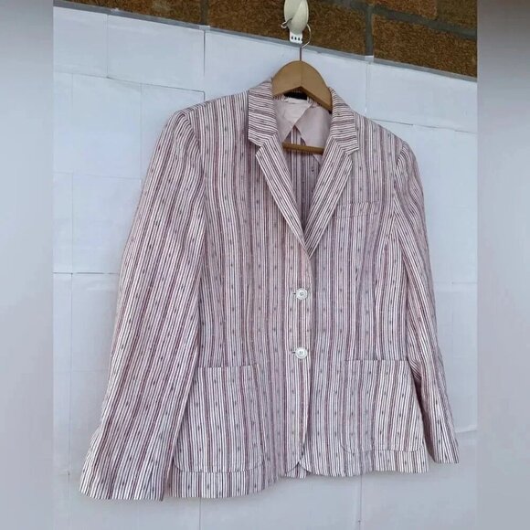 ATM Anthony Thomas Melillo Textured Linen Striped Schoolboy Blazer size 6 - Picture 3 of 14